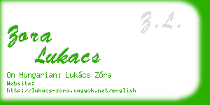 zora lukacs business card