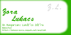 zora lukacs business card